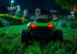 Mäh-Roboter in der Nacht